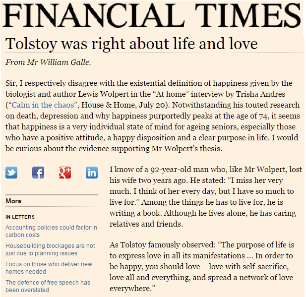 Tolstoy was right about life and love