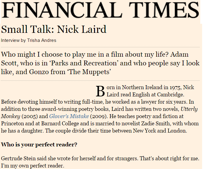 Small Talk: Nick Laird