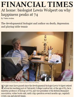 At Home: Biologist Lewis Wolpert on why Happiness Peaks at 74
