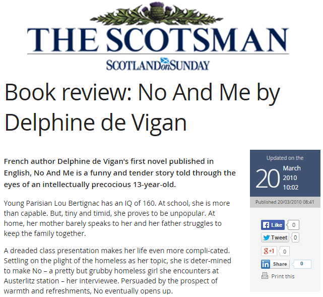 Book Review: No And Me 
